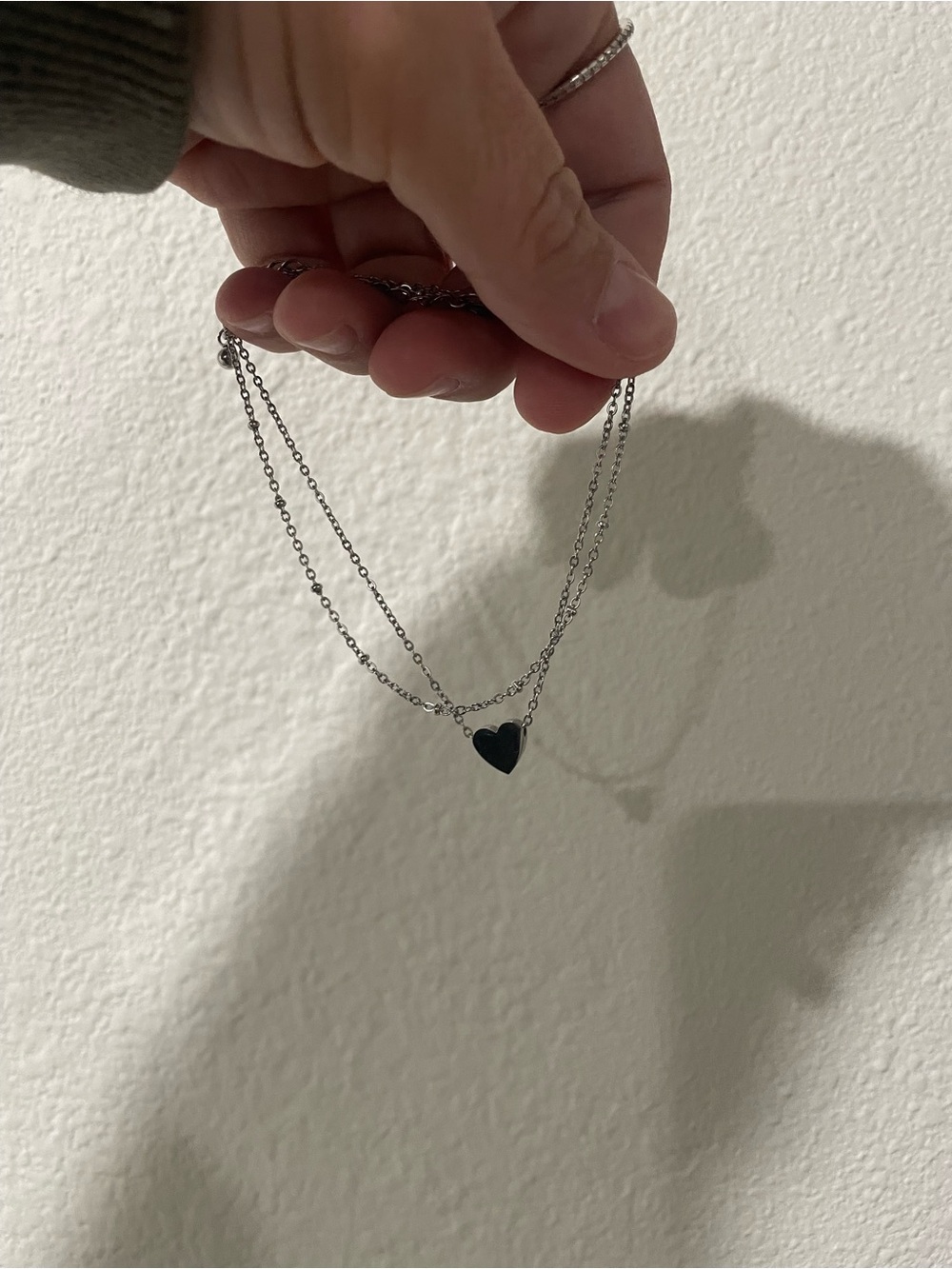 Silver Double-Layer Heart Pendant bracelet or anklet